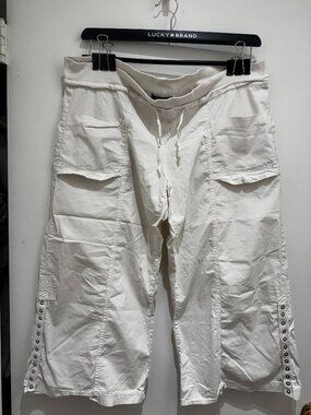 XCVI white pants cropped pockets drawstring waist XL
